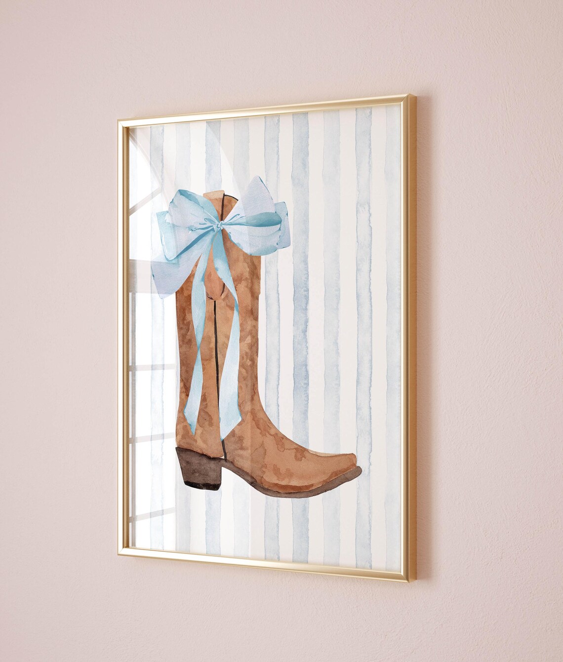 Western Cowgirl Print Coastal Dorm Room Decor Blue Bow Wall Art Coastal Granddaughter Print Coastal Cowgirl Wall Art Light Blue Bow Print - Image 2