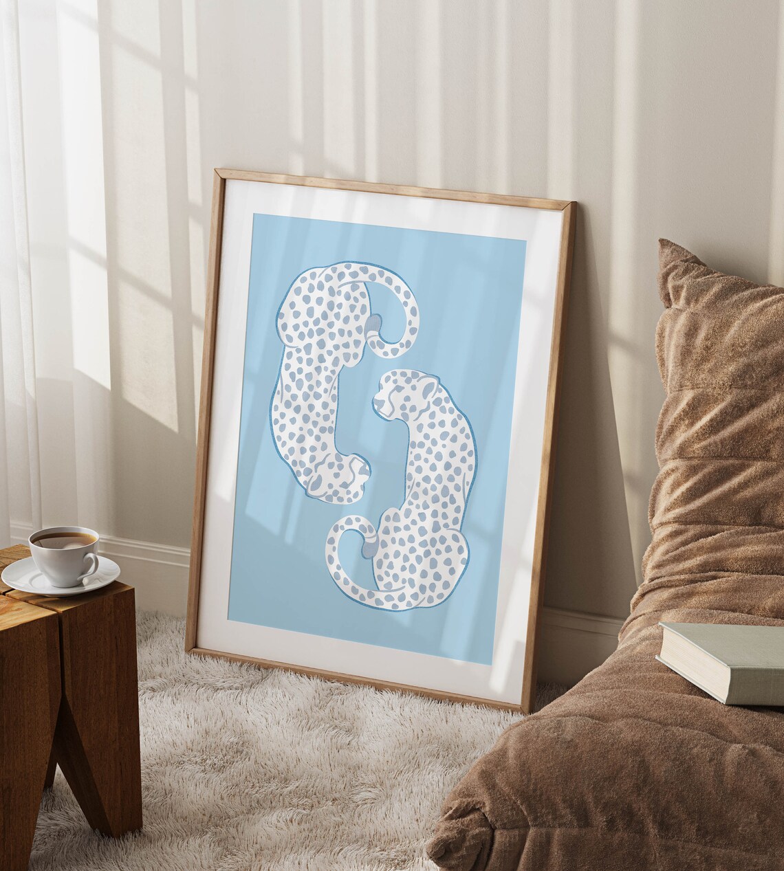 Blue Preppy Aesthetic Wall Art Print, Teen Room