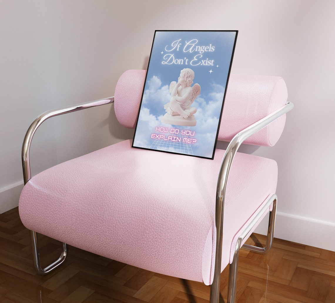 If Angels Don't Exist Funny Cherub Cloud Coquette Quote Poster - Image 2