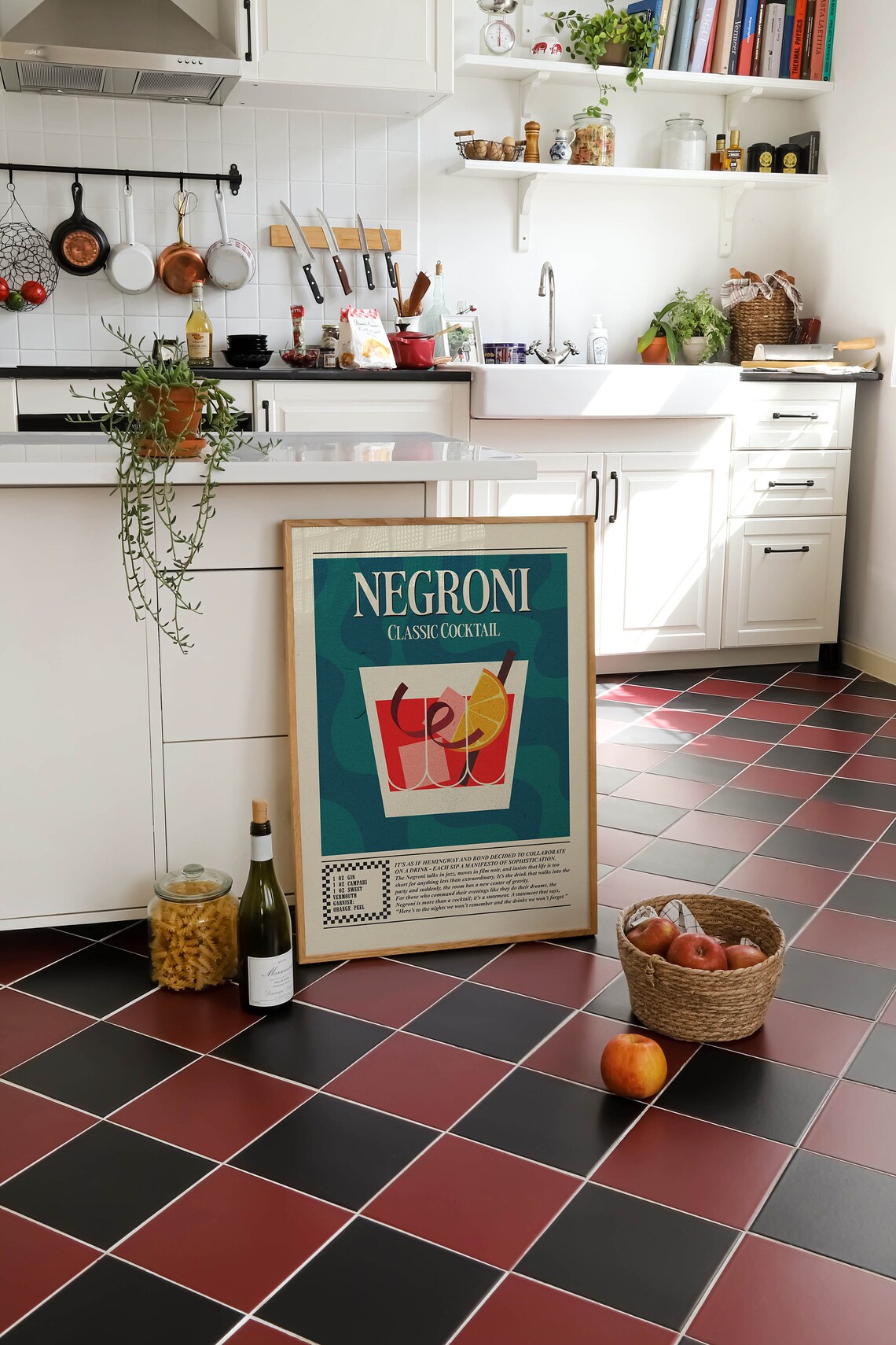 Negroni Classic Cocktail Vintage Recipe Art Bar Cart Decor Print - Image 2