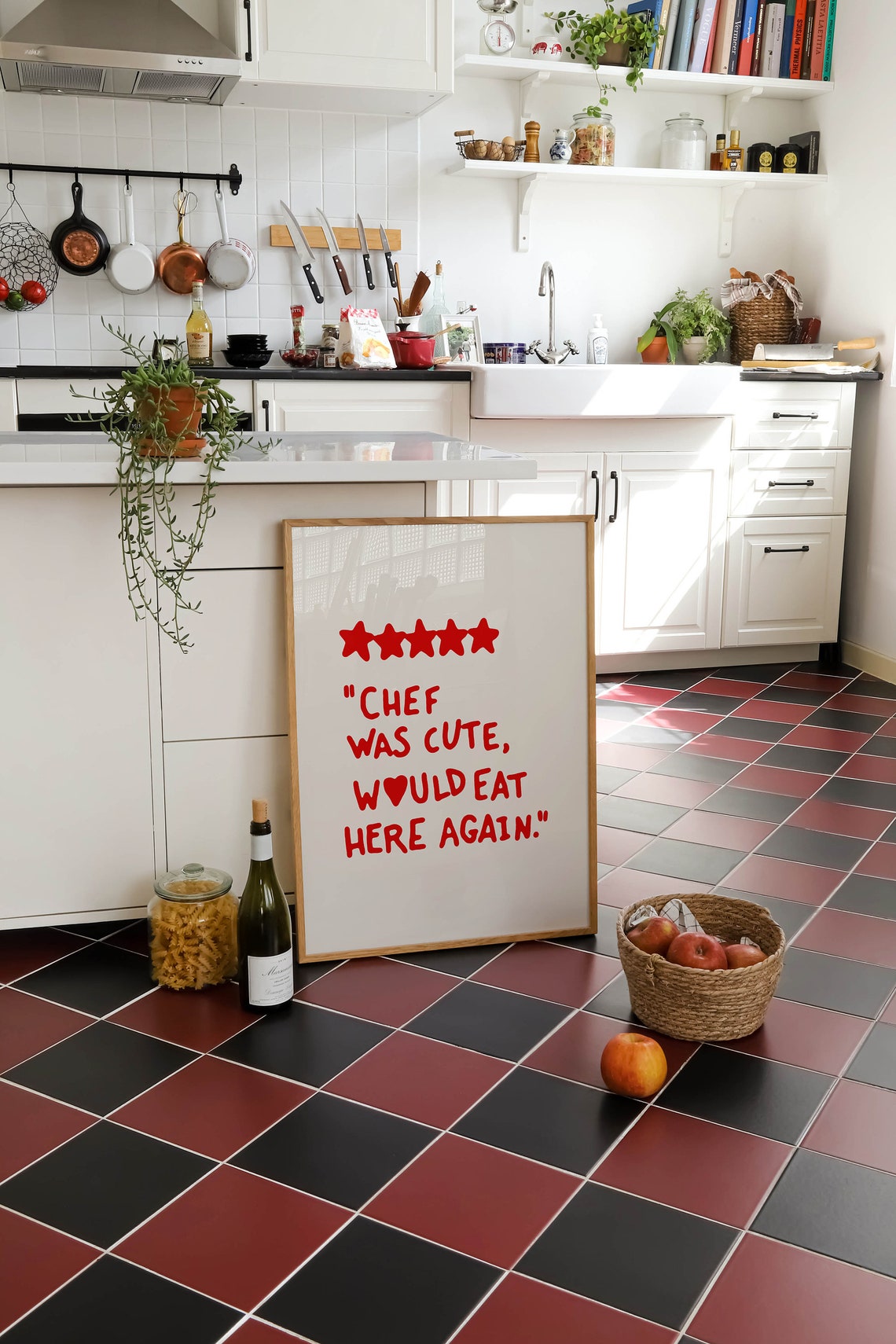 Chef Was Cute Would Eat Here Again Red Funny Kitchen Wall Poster - Image 2
