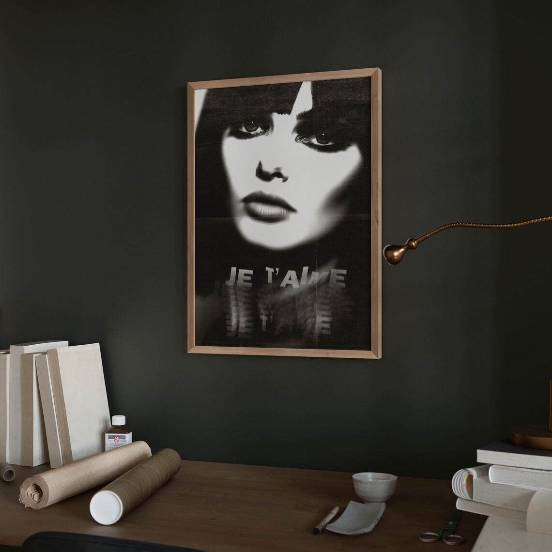 Je Taime Moody Black and White Female Portrait Parisian Chic Poster - Image 2