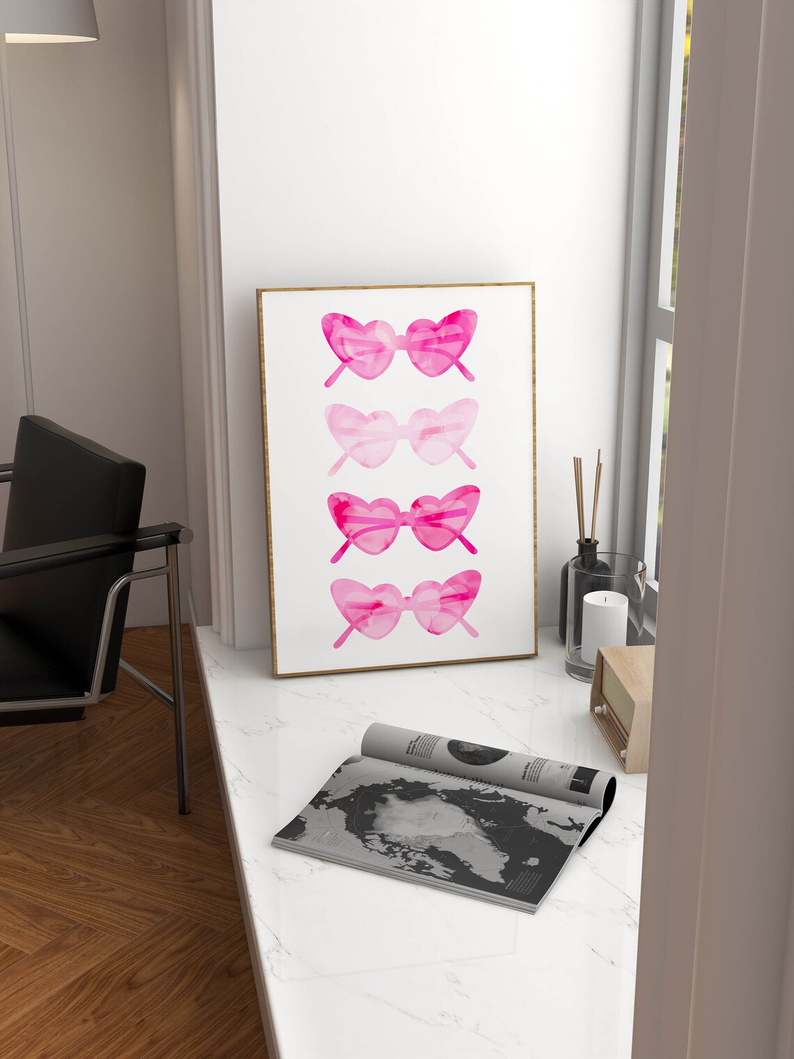 Heart Sunglasses Preppy Art Print, Dorm Room Decor - Image 2