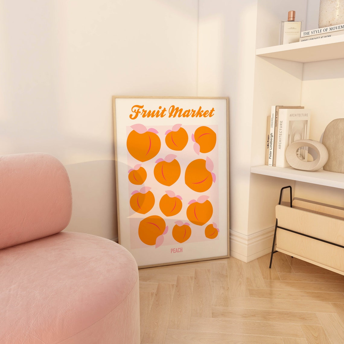 Fruit Market Peach Retro Juicy Orange Fruit Kitchen Wall Decor Poster - Image 2