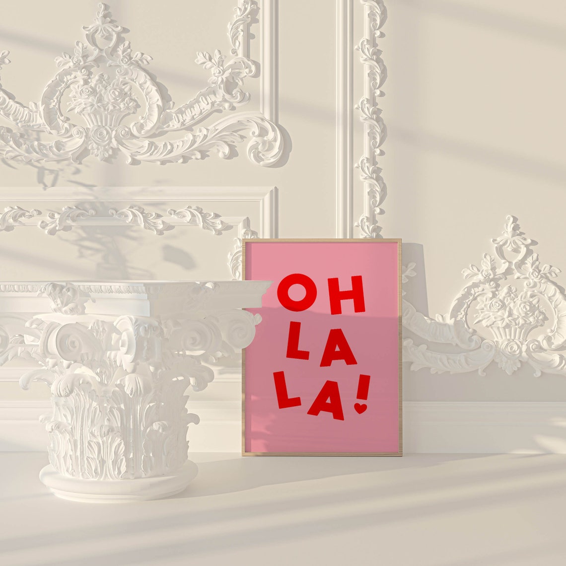 Oh La La Big Red Letters Pink Preppy Aesthetic Room Decor Poster - Image 2