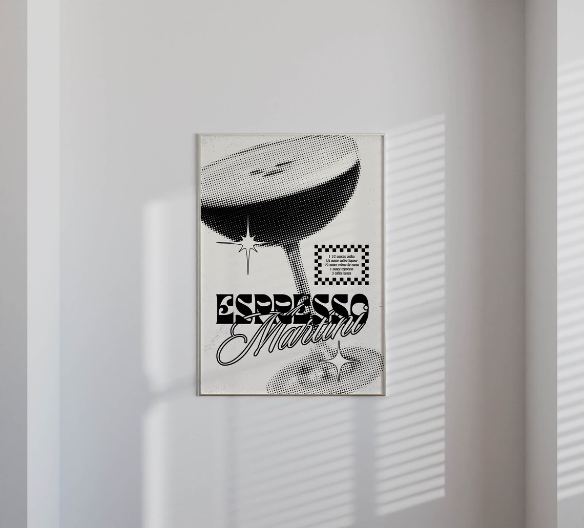 Espresso Martini Cocktail Retro Art Print - Image 3