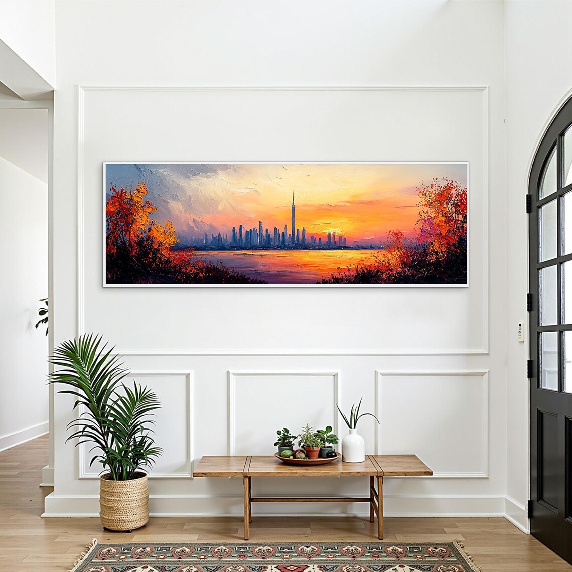 Dubai Skyline Burj Khalifa Sunset City Impasto Painting Travel Poster - Image 2