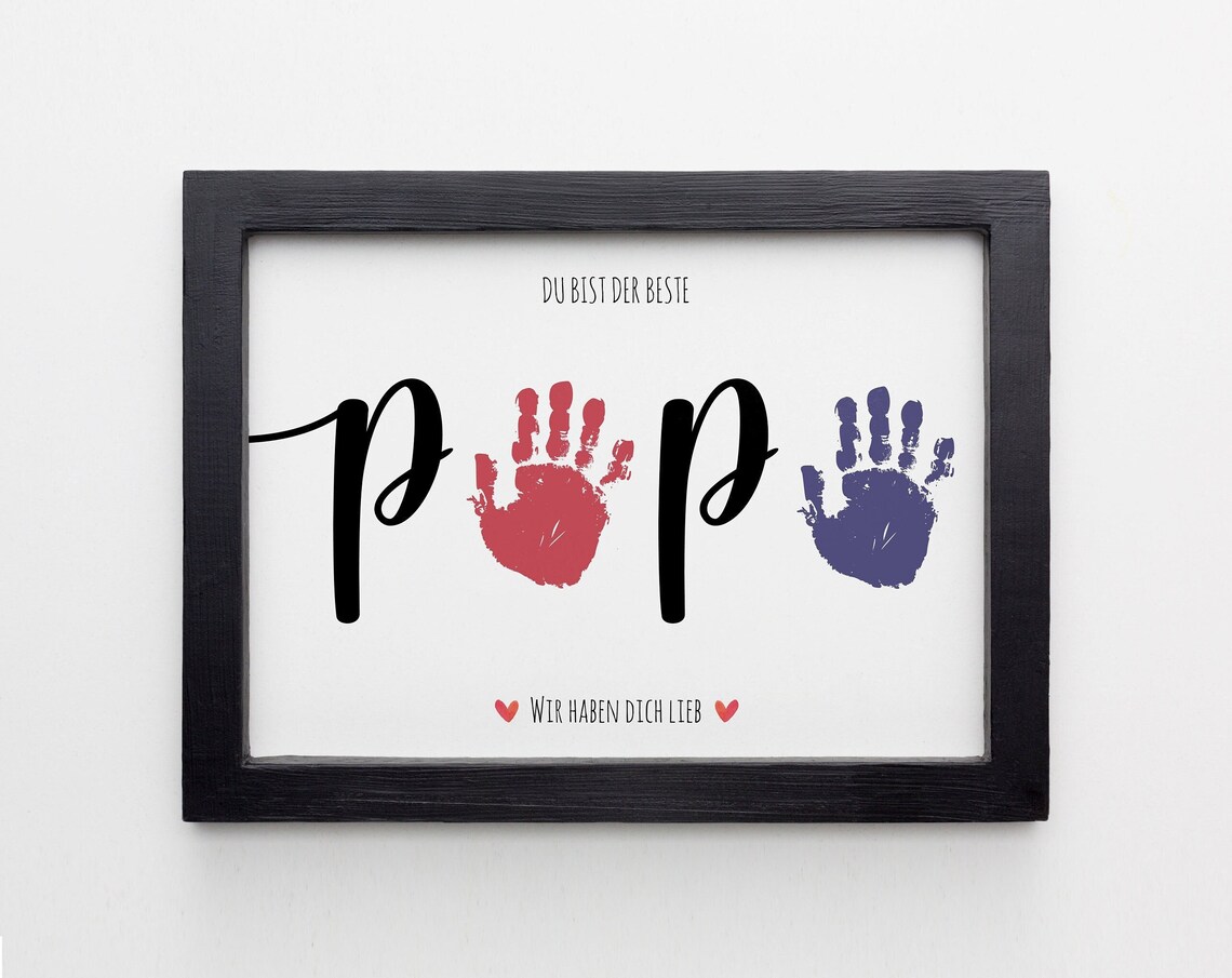 Papa Wir Haben Dich Lieb Art Print, Father's Day Gift