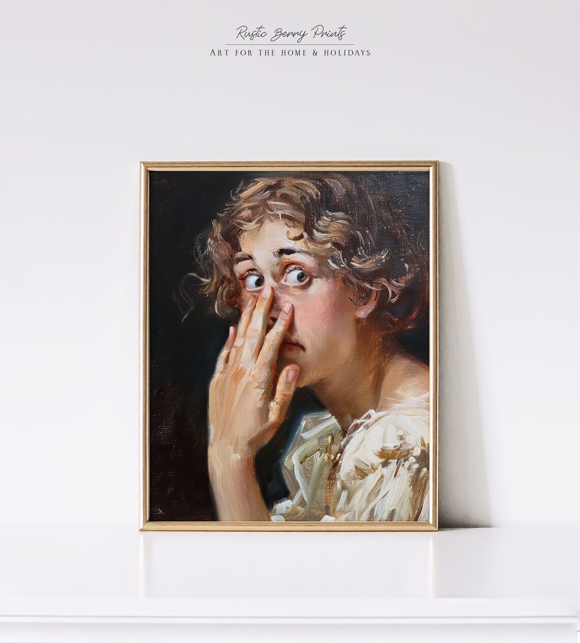 Funny Vintage Woman Holding Her Nose Stinky Humor Bathroom Art Poster
