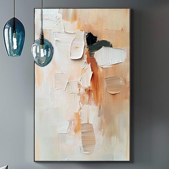 Hand Painted Abstract Painting On Original 3d Textured Wall Art Orange Beige Office Decor Wabi Sabi Large Modern Living Room Wall Art