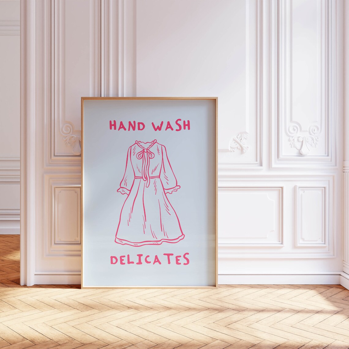 Hand Wash Delicates Cute Pink Dress Laundry Room Quote Poster - Image 2