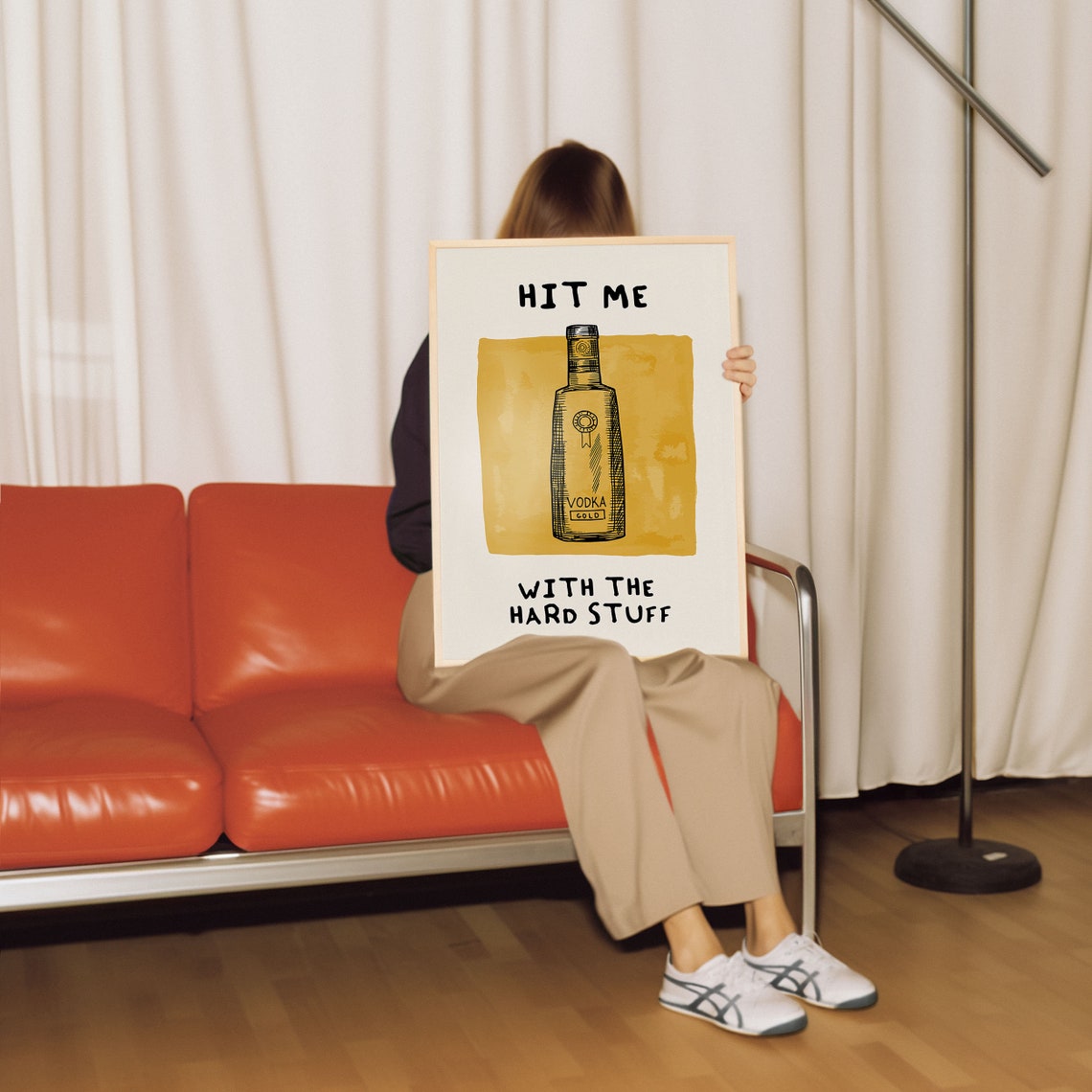 Hit Me With The Hard Stuff Vodka Bottle Gold Funny Bar Poster - Image 2