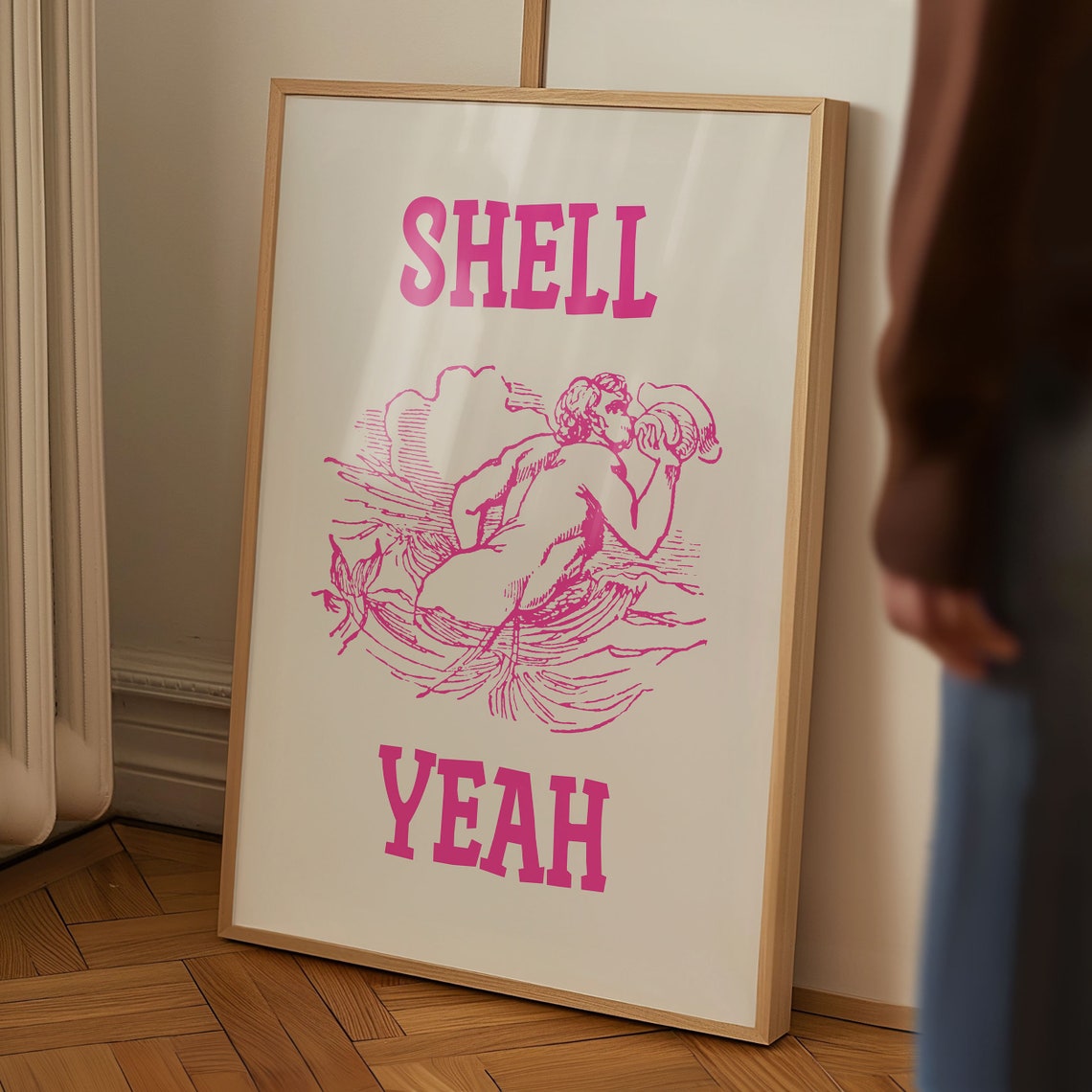 Shell Yeah Pink Merman Conch Engraving Beach Kitchen Decor Poster - Image 5