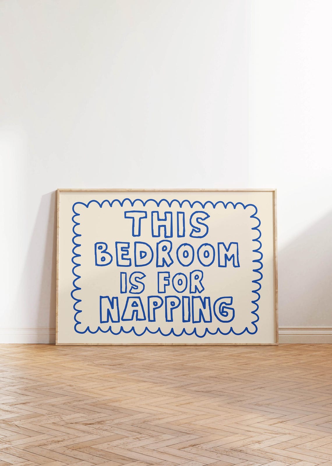 This Bedroom Is for Napping Horizontal Poster Blue Bubble Letter Art - Image 3