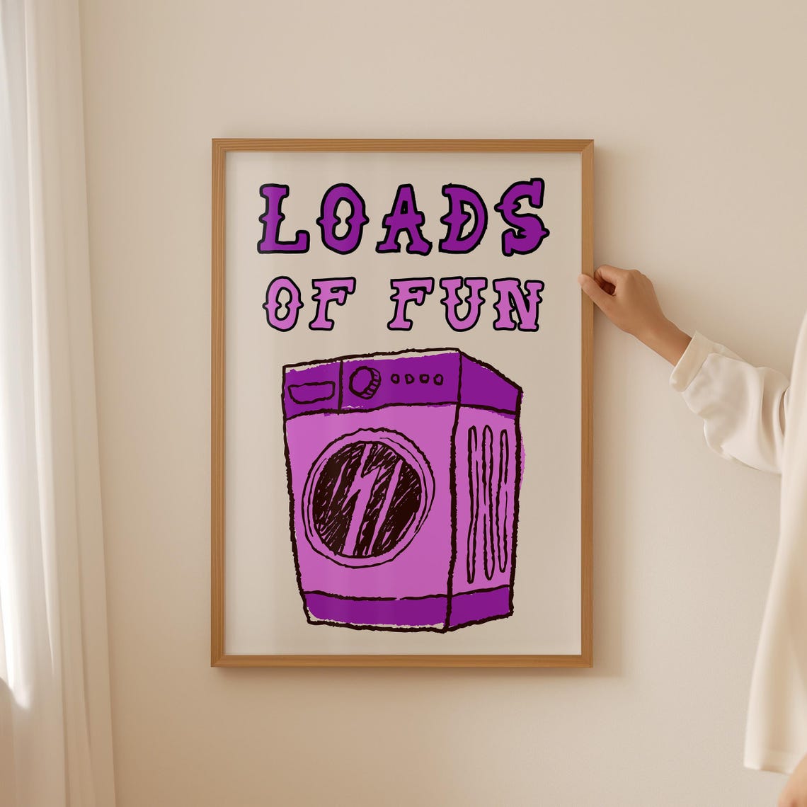 Loads of Fun Laundry Room Poster Purple Washing Machine Cartoon Art - Image 3