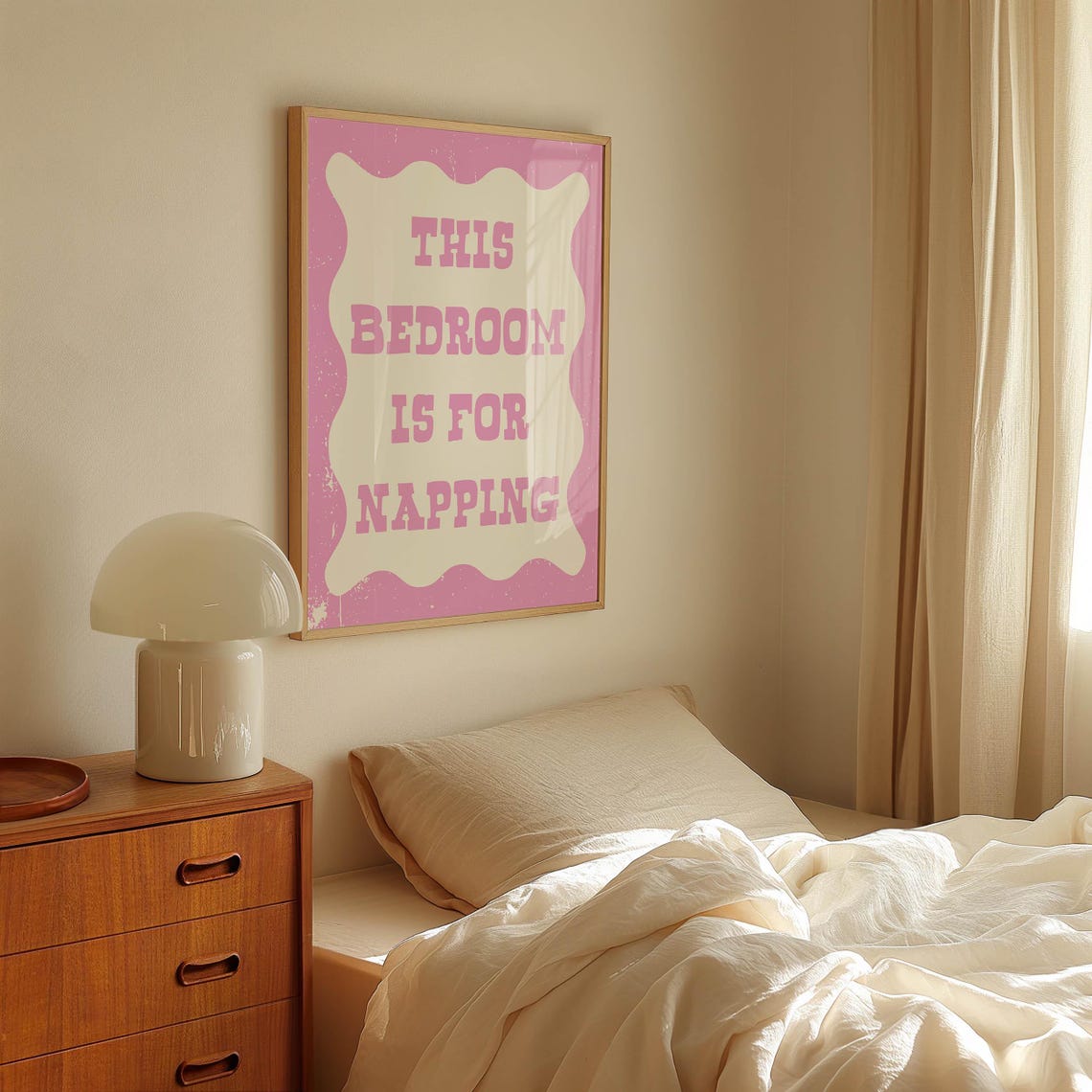 This Bedroom Is for Napping Vertical Poster Pink Wavy Distressed Art - Image 3