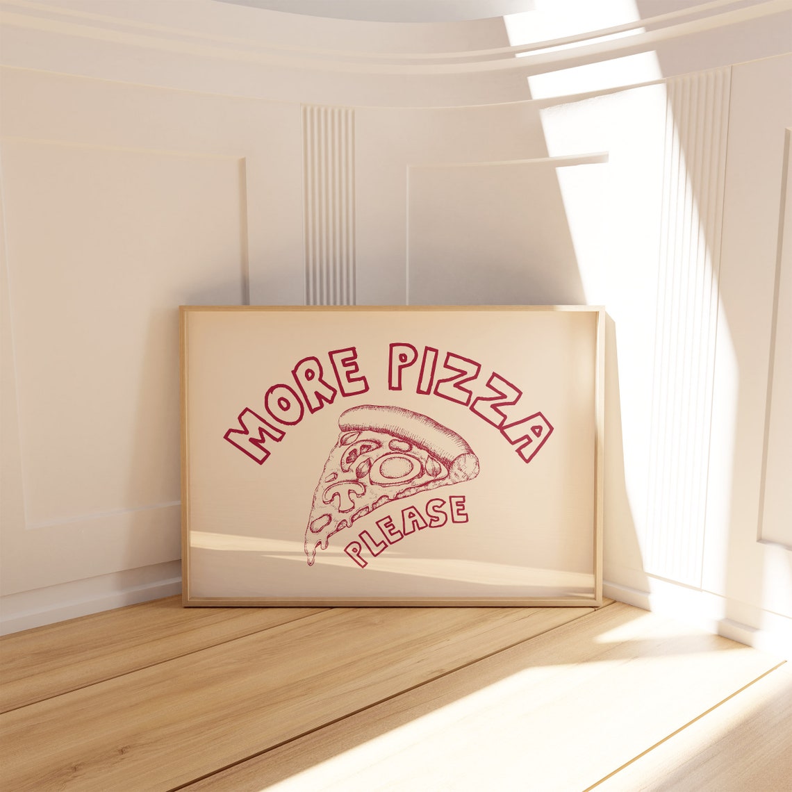 More Pizza Please Red Slice Hand Drawn Italian Food Poster Art - Image 4