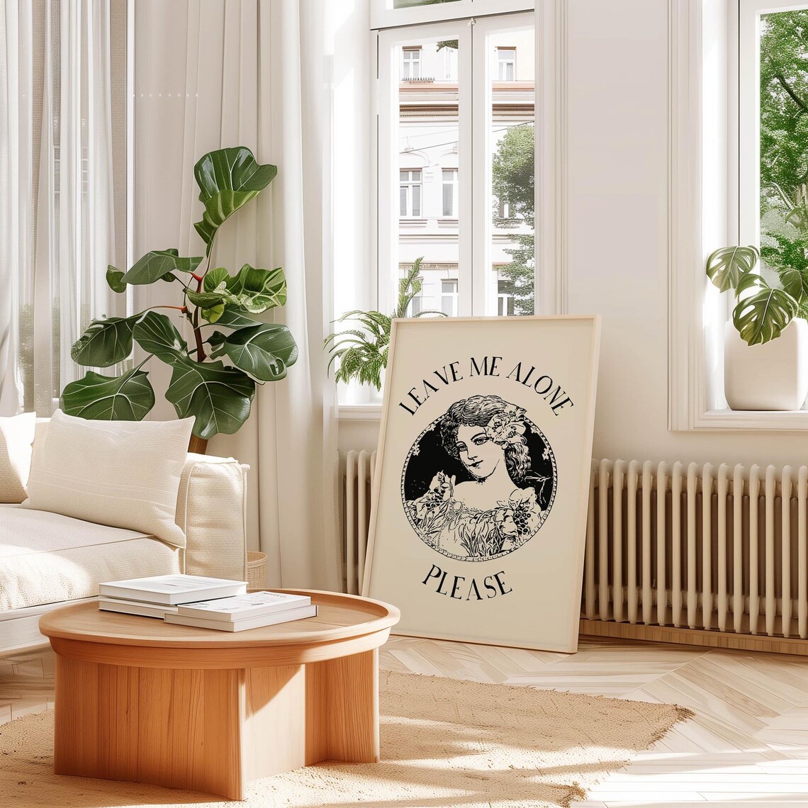 Leave Me Alone Please Vintage Woman Circle Portrait Quote Print - Image 2