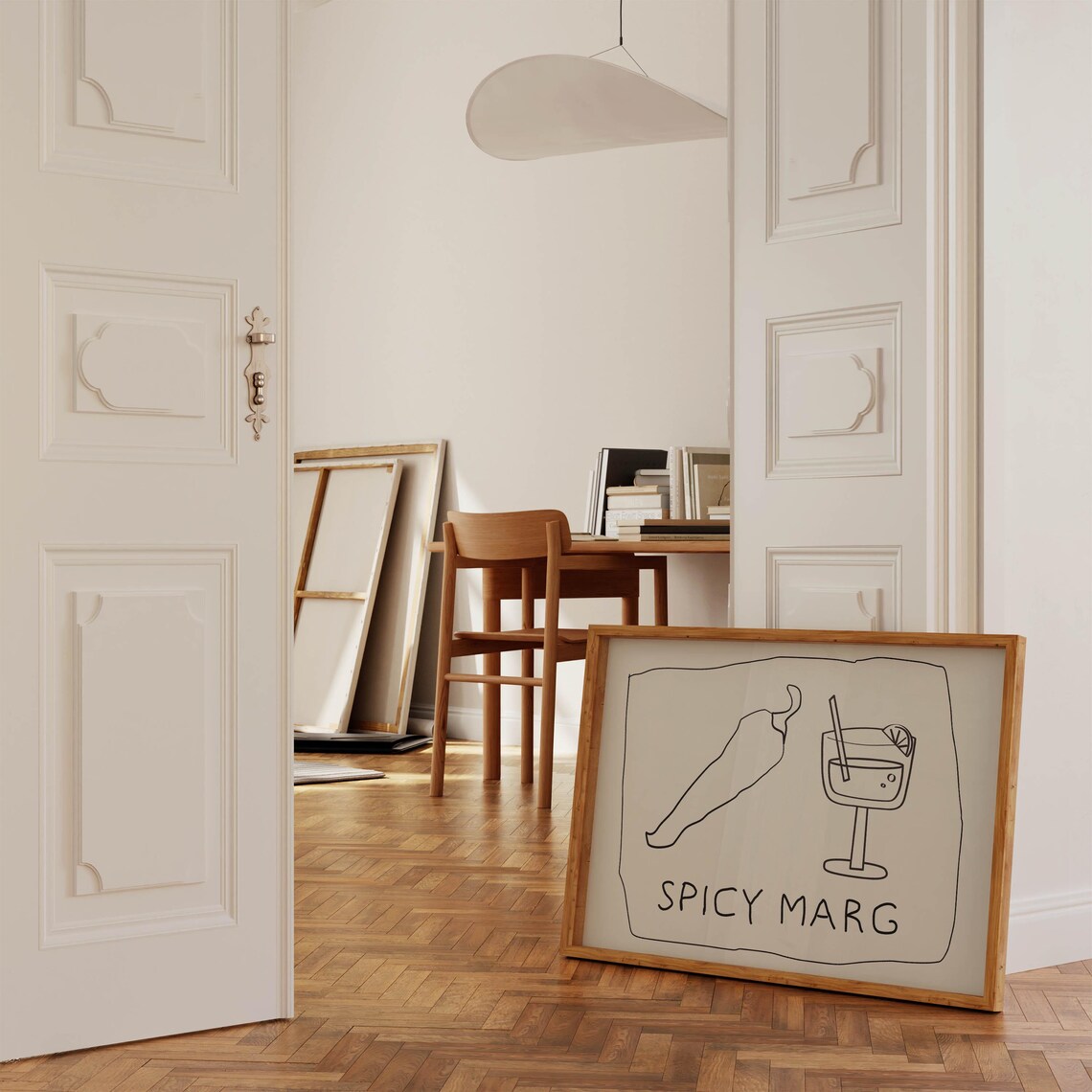 Spicy Marg Funny Margarita Chili Pepper Minimalist Bar Poster - Image 3