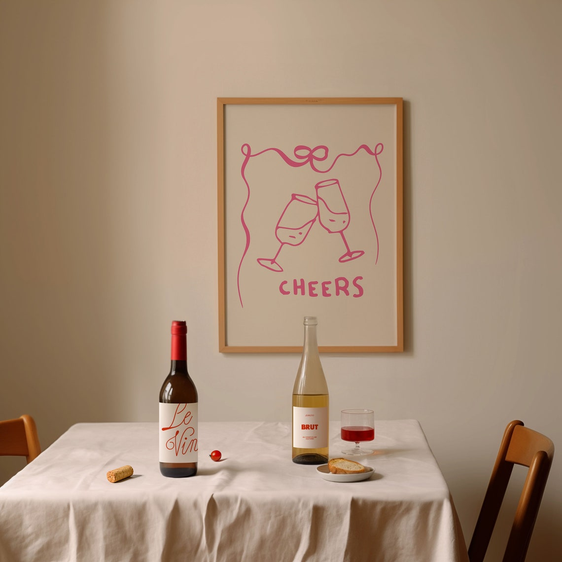 Cheers Pink Clinking Glasses Celebration Bar Party Wall Poster - Image 2