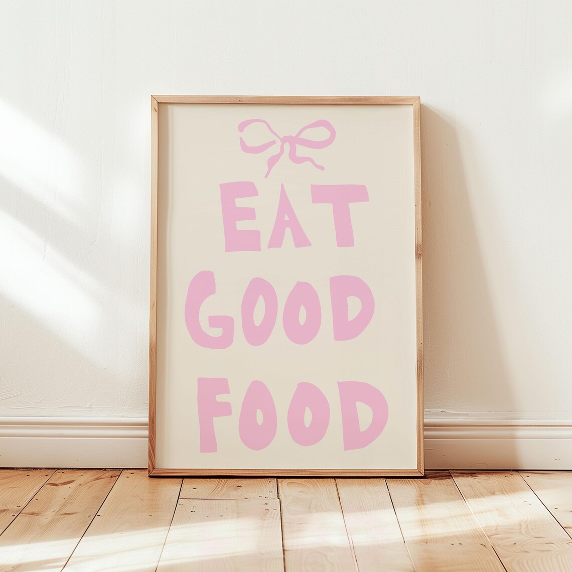 Eat Good Food Pink Bow Letters Trendy Cute Girls Kitchen Poster - Image 5