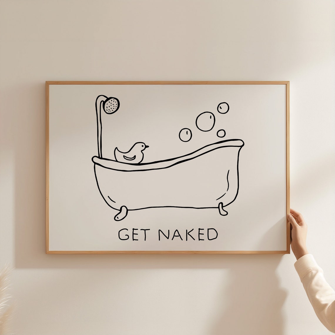 Get Naked Bathtub Rubber Duck Cute Funny Bathroom Quote Poster