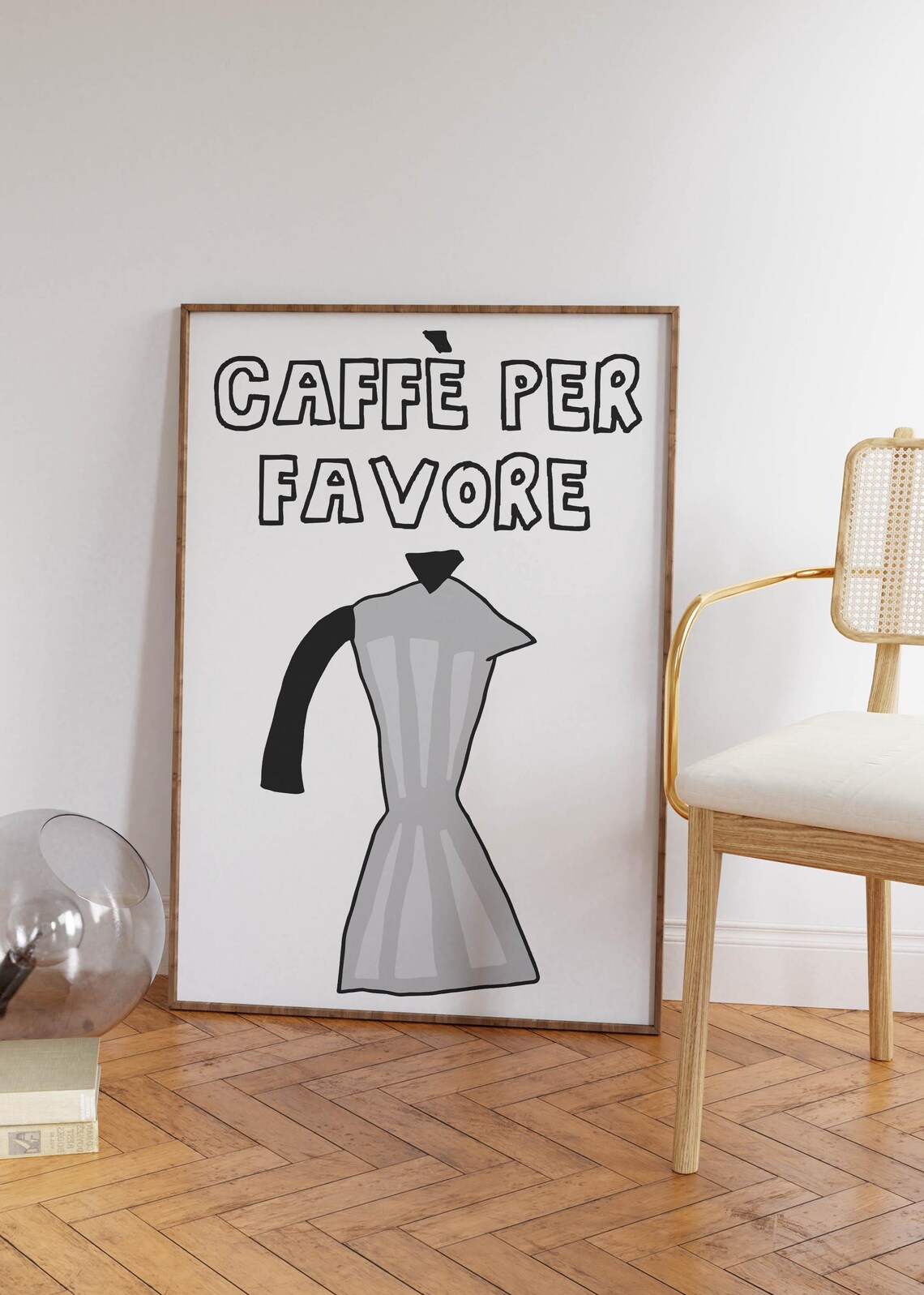 Caffe Per Favore Black Moka Pot Italian Coffee Kitchen Decor Poster - Image 5