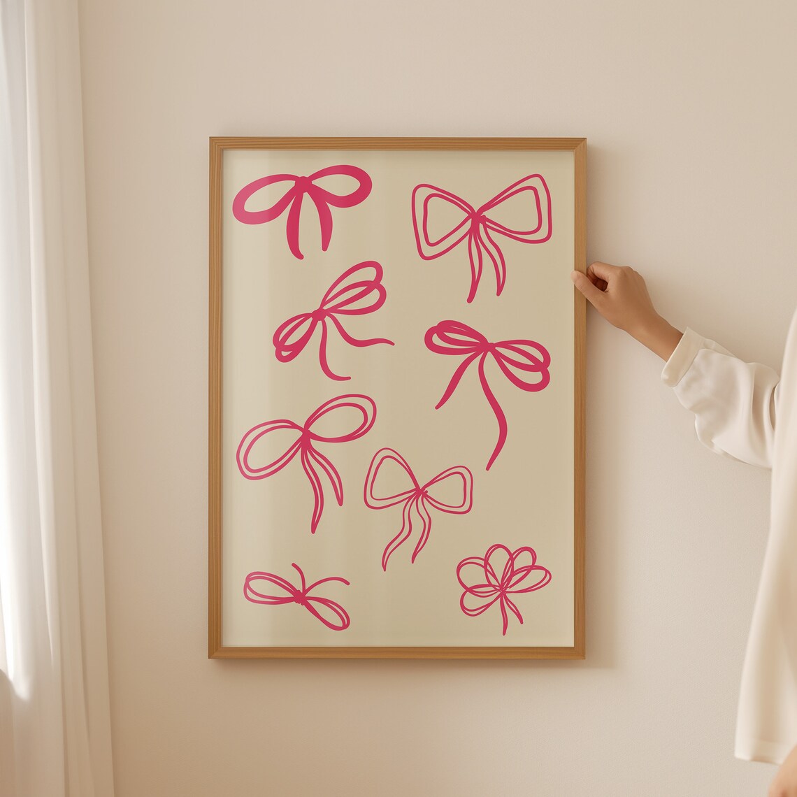 Hot Pink Bow Collage Coquette Aesthetic Trendy Girls Room Poster