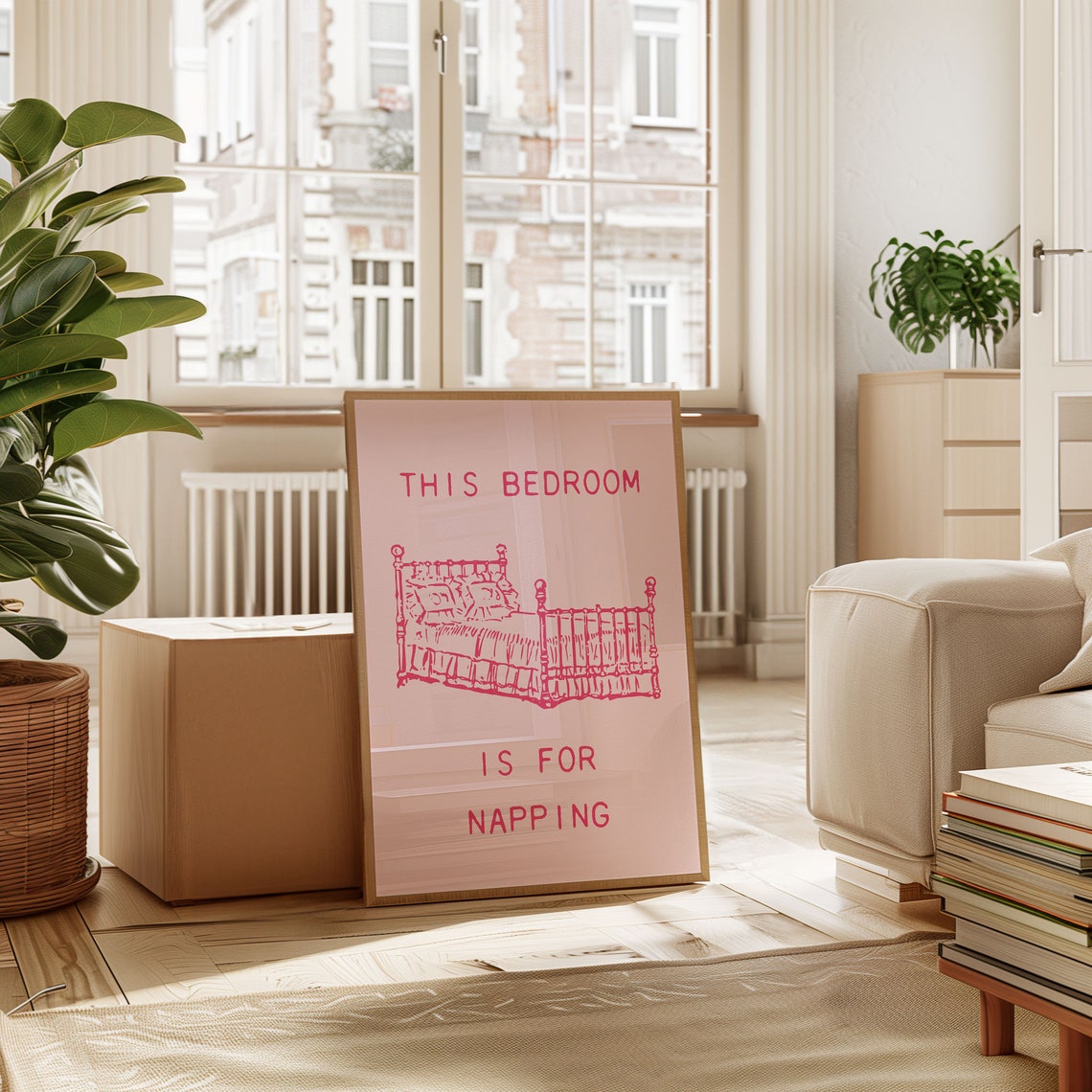 This Bedroom Is For Napping Pink Bed Sleep Quote Home Decor Poster - Image 4