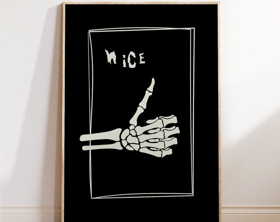 Funny Skeleton Print Quirky Halloween Wall Art Thumbs Up Print Spooky Wall Art Positive Affirmation Poster 1 Print