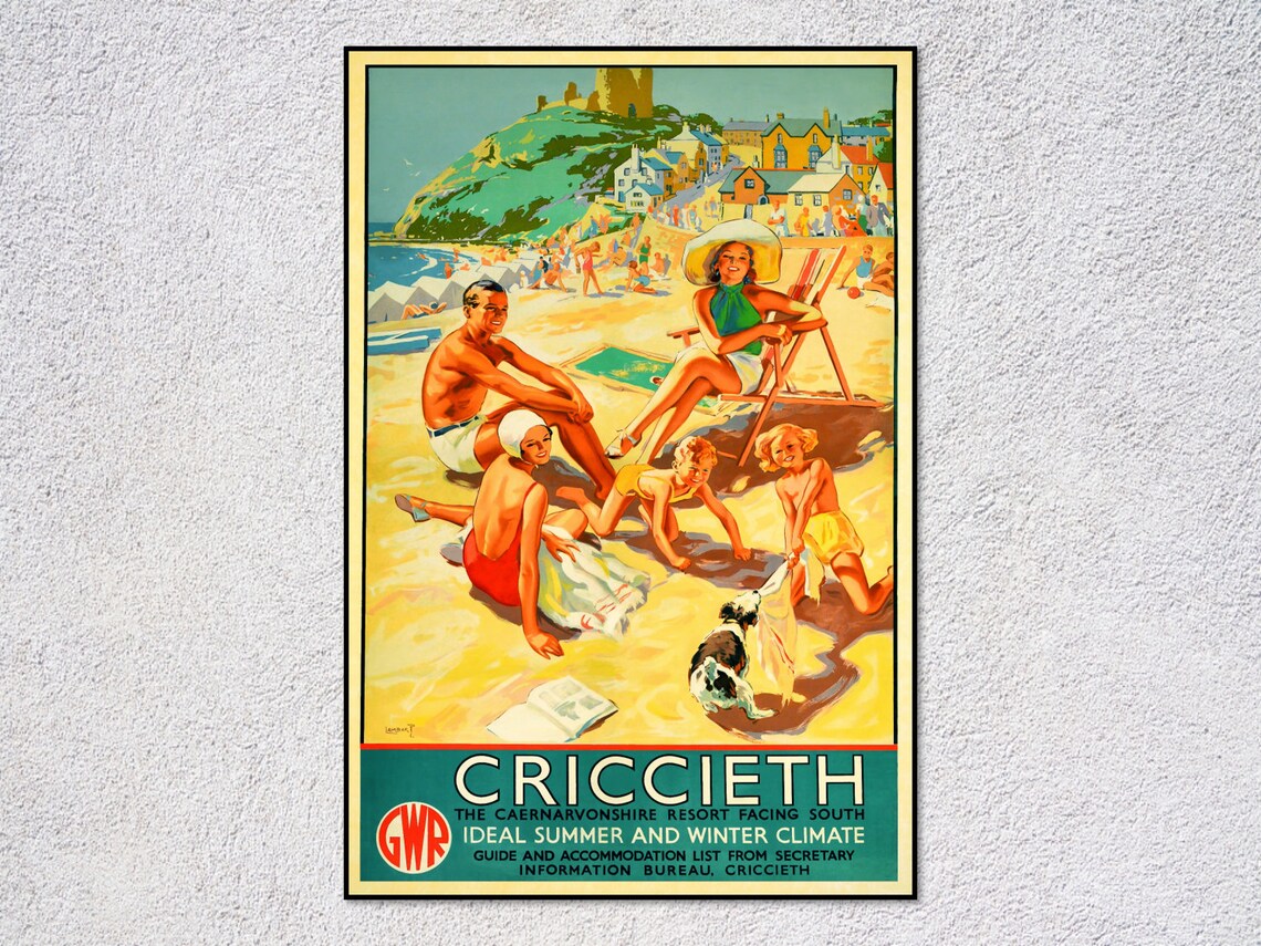 Criccieth Gwynedd Vintage GWR Retro Travel Poster
