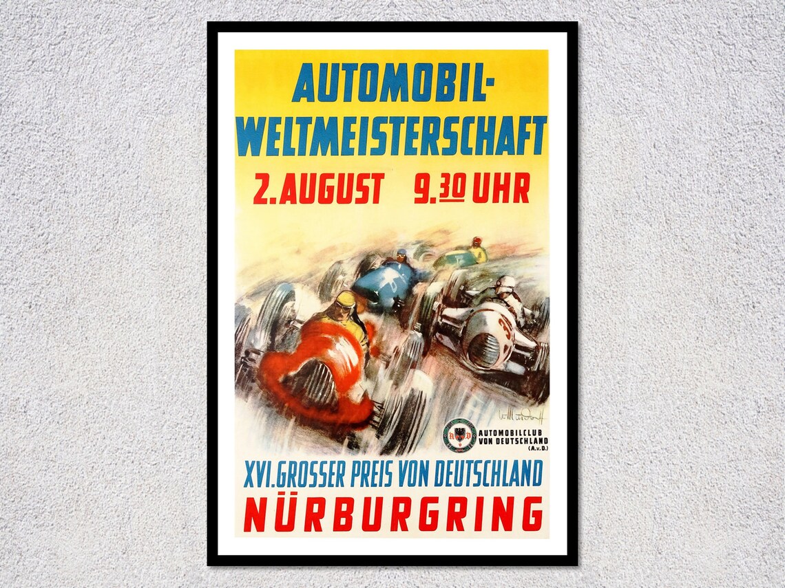 Vintage Nurburgring 1953 F1 Racing Retro Art Print - Image 2