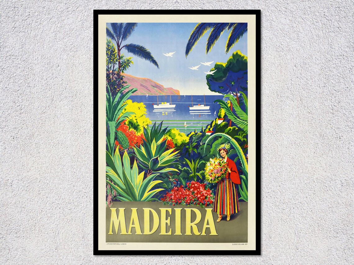 Madeira Portugal Vintage Travel Poster, Coastal Island - Image 2