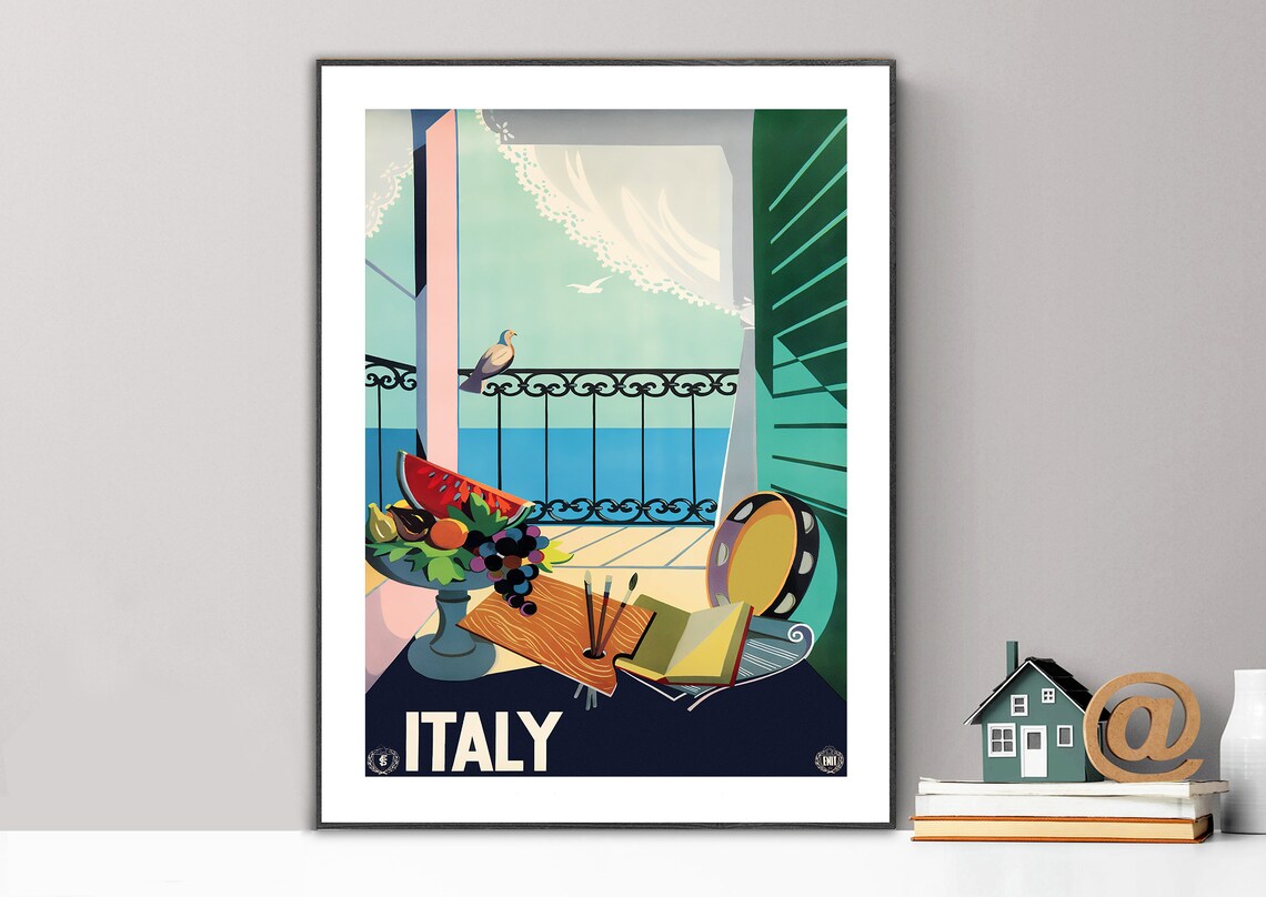 Italy Vintage Travel Poster, European Wall Decor