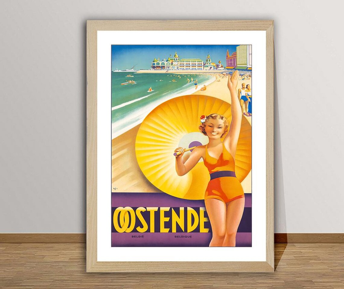Ostende Belgique Vintage Travel Poster Art Print