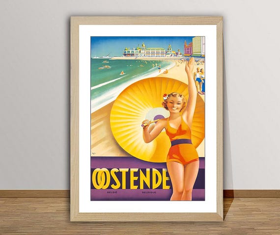 Ostende Belgique Vintage Travel Poster Art Print