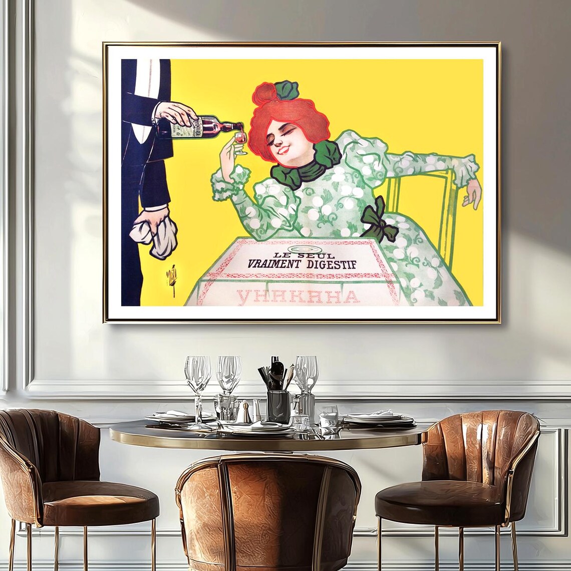 French Digestif Aperitif Woman Cafe Vintage Advertising Poster - Image 3