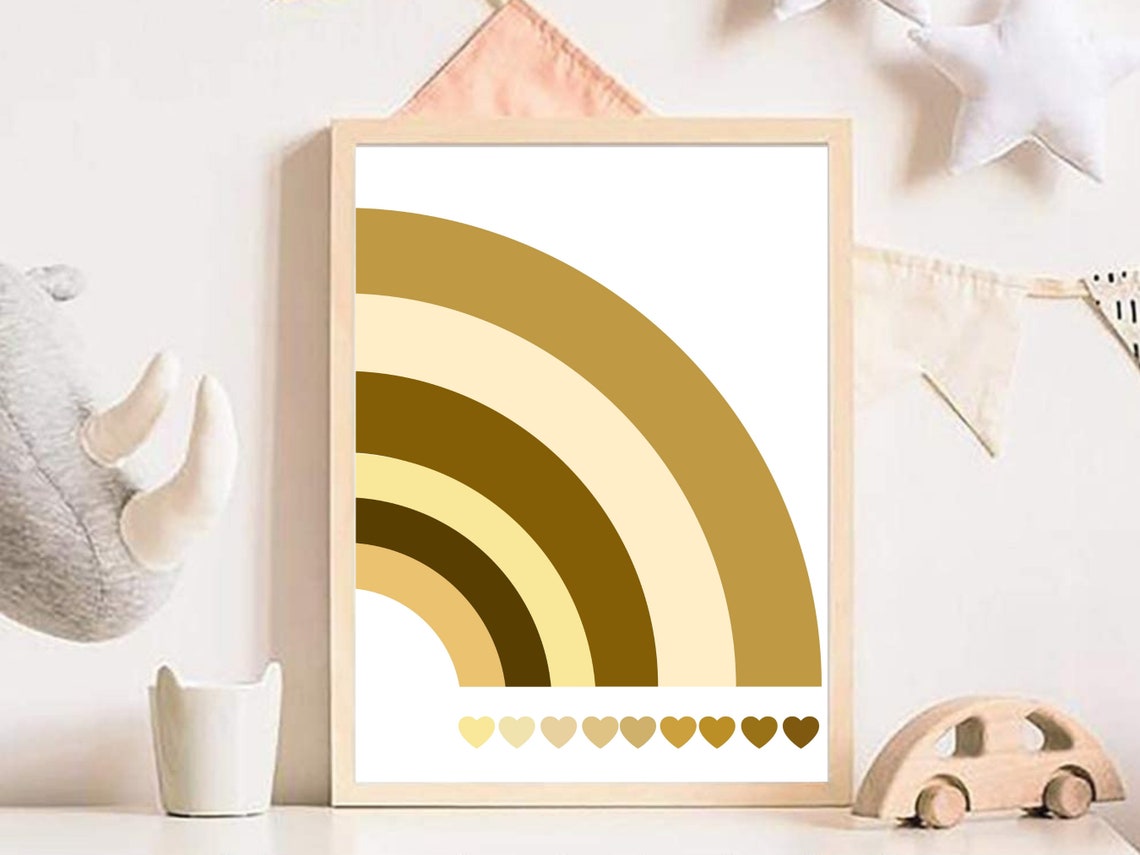 Neutral Boho Rainbow Nursery Minimalist Modern Earth Tone Poster