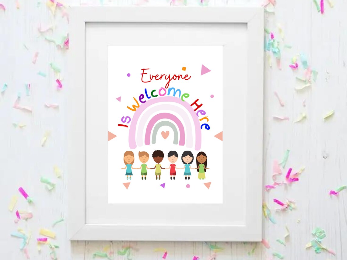 Everyone Is Welcome Here Boho Diversity Poster - Image 3