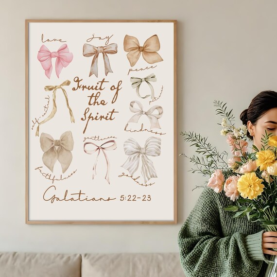Fruit Of The Spirit Wall Art Print Bible Verse Christian Vintage Scripture Poster God Home Decor For Kids Room