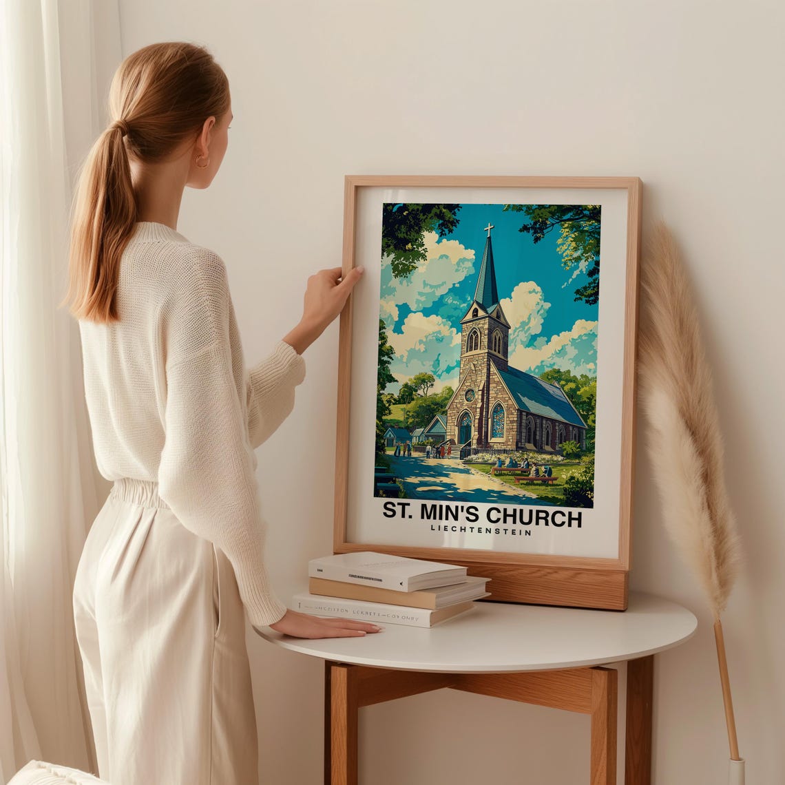 St Mins Church Travel Print Wall Art Eschen Liechtenstein City Print St Mins Church Travel Gift Europe Heritage - Image 2