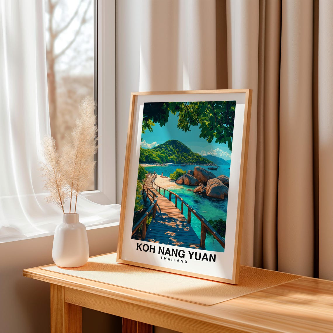 Koh Nang Yuan Travel Print Wall Art Koh Tao Thailand City Print Koh Nang Yuan Travel Gift Koh Nang Yuan Poster - Image 3