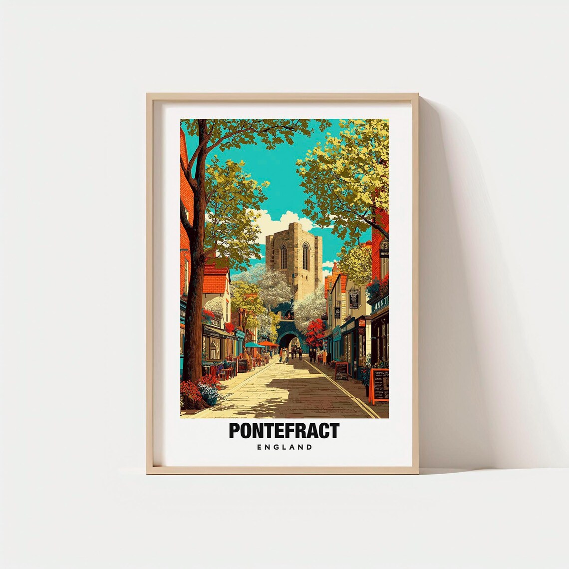 Pontefract England Market Town Church Street Charming Travel Poster