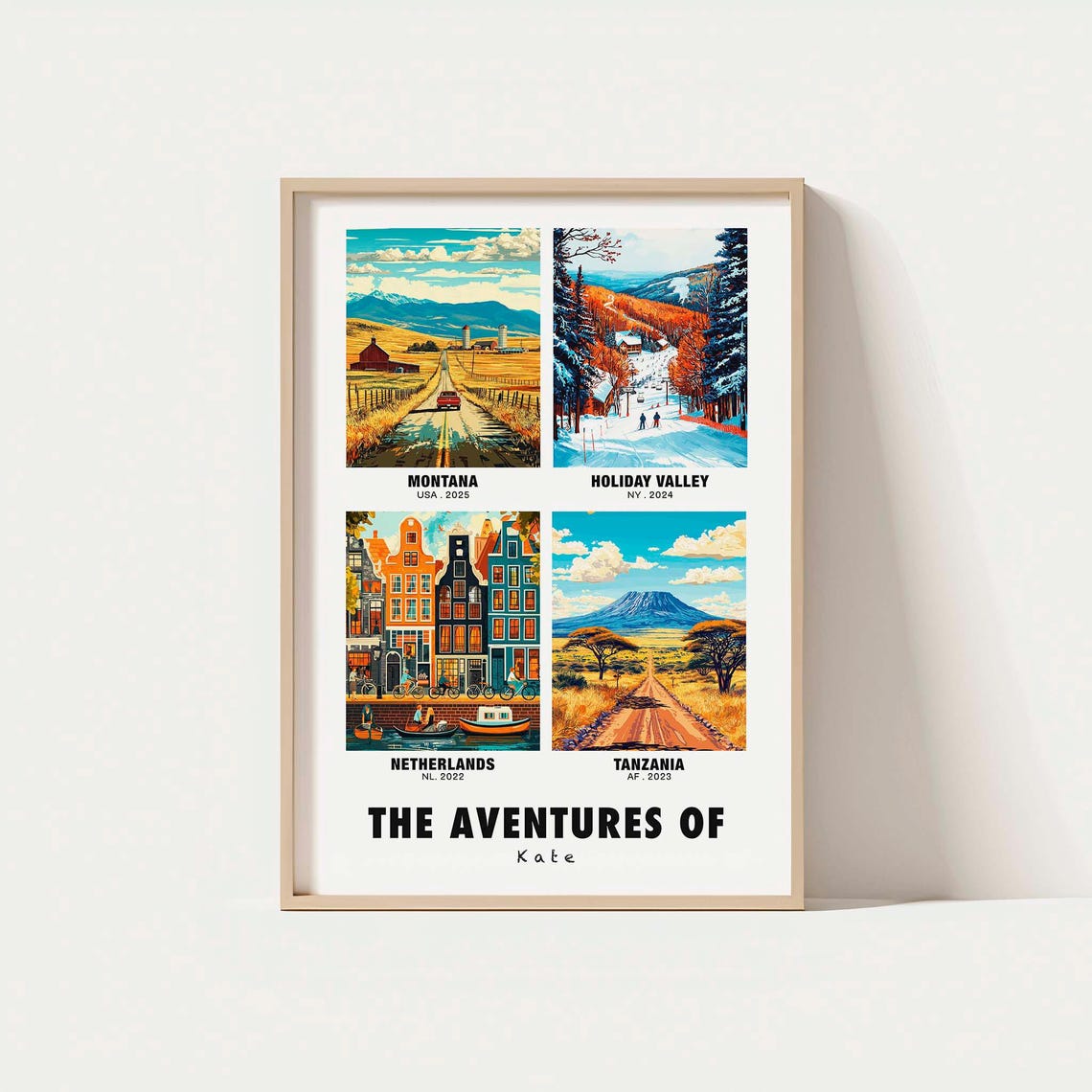 Personalized Travel Memories Collage Poster Four Favorite Places
