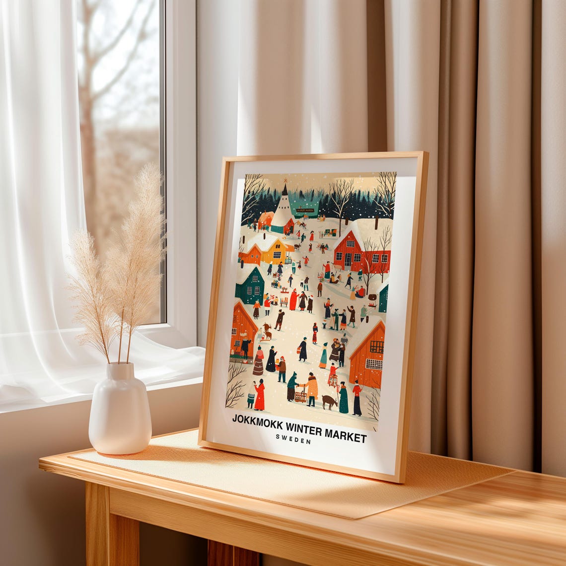 Jokkmokk Winter Market Travel Print Wall Art Jokkmokk Sweden City Print Jokkmokk Winter Market Travel Gift Wall Art - Image 3