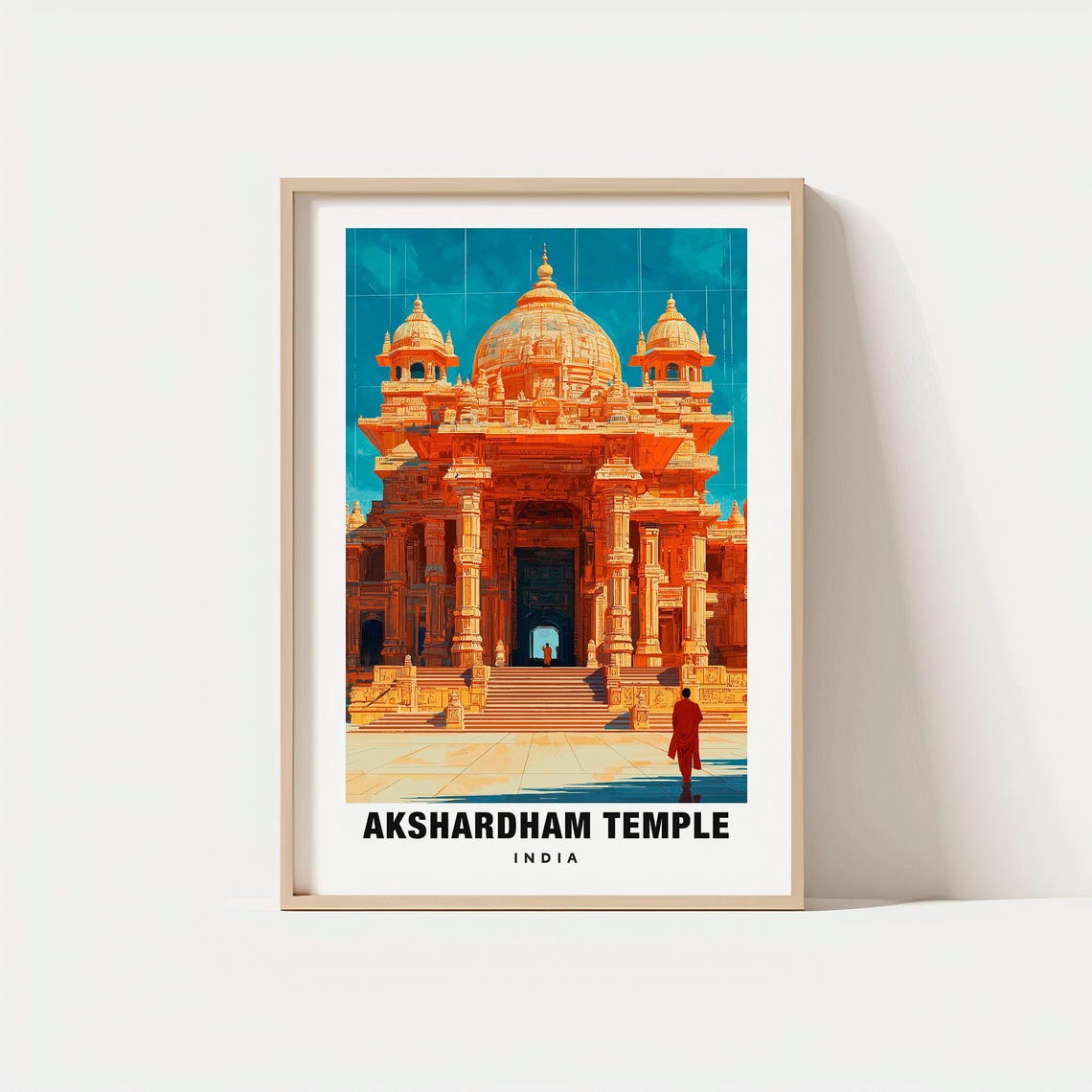 Akshardham Print India Poster Travel Art Architectural Scene Cultural Views City Escape Scenic Landscapespiritual Charmdelhi Region
