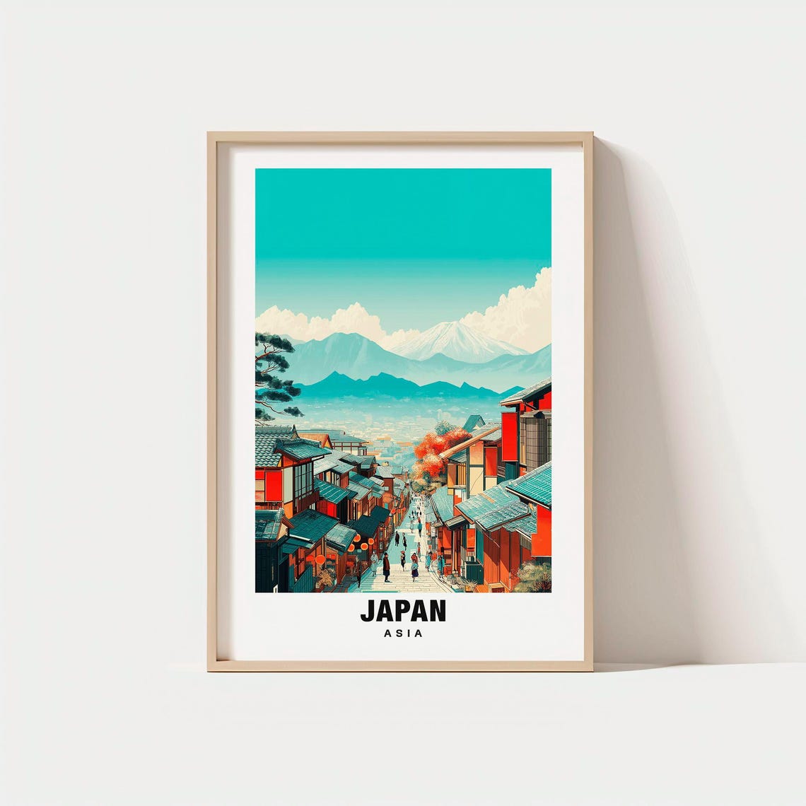 Japan Mount Fuji Historic Old Street View Asia Travel Poster
