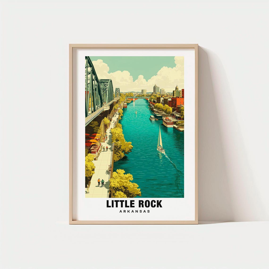 Little Rock Arkansas River Bridges Skyline Promenade Poster Art