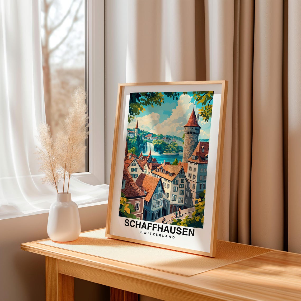 Schaffhausen Print Switzerland Poster Travel Wall Art Cityscape Print Scenic Art Historic Decor Swiss Landscape Travel Poster - Image 3