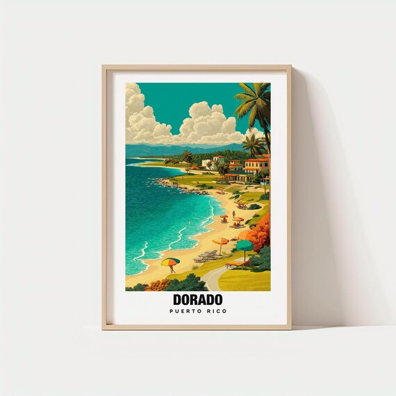 Dorado Print Puerto Rico Poster Views Art Coastal Charm Beach Scene Tropical Beauty Local Heritage Travel